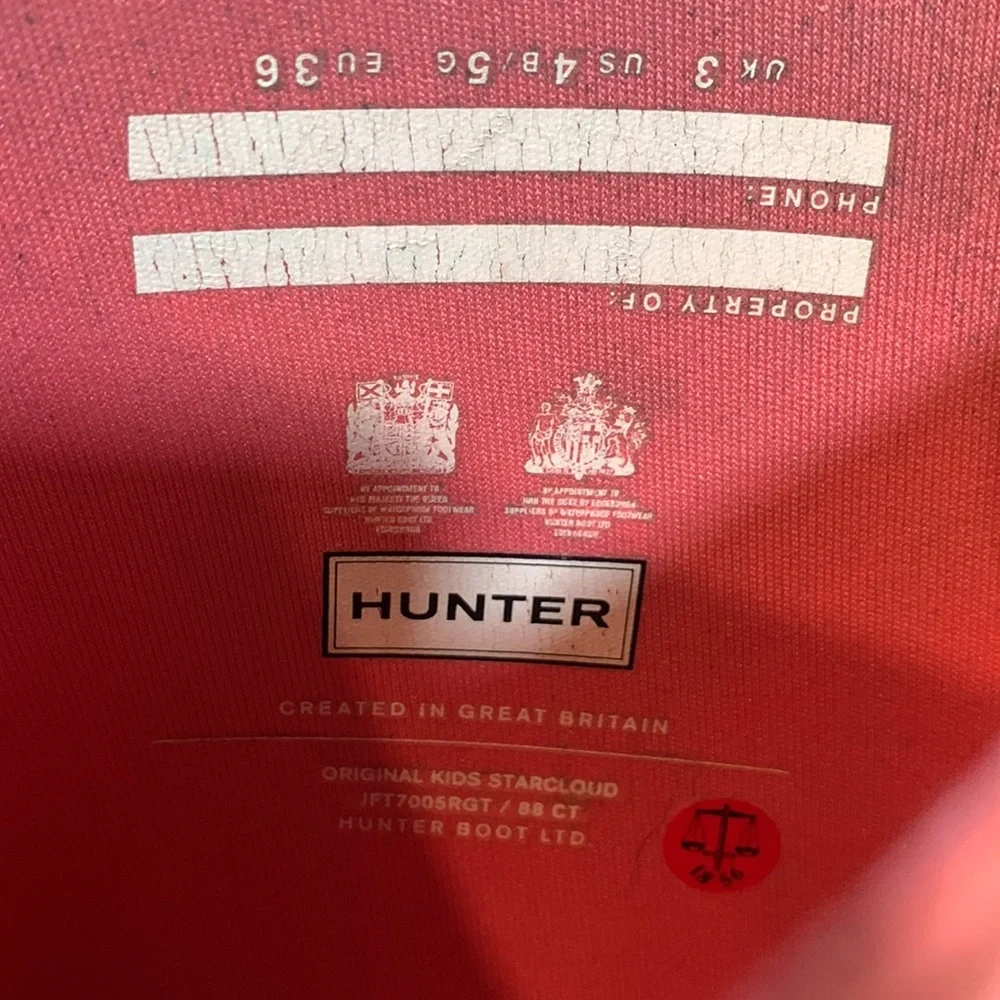 SOL!!! Hunter Boots Original Kids Starcloud Glitter Pink Size 5 Girls - Picture 7 of 8